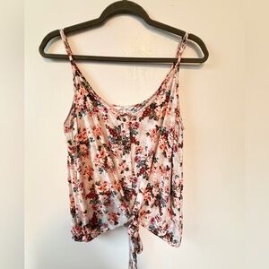 Floral Tie-Front Spaghetti Strap Top